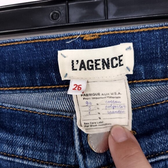 L'Agence Distress Jean Size 26 Womens Cropped Cuff Skinny Leg Mid-Rise USA Msde - Picture 7 of 13